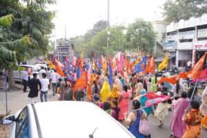 खाटू श्याम जन्मोत्सव पर निकाली चतुर्थ पैदल भव्य निशान यात्रा